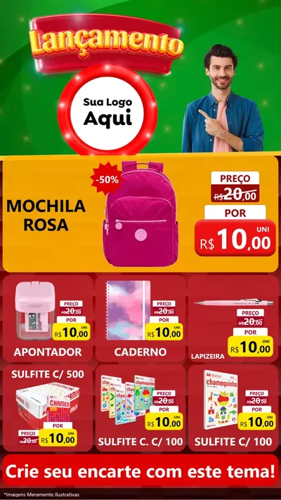 Modelo de Rede Social para Stories com o tema Lançamento para Papelaria