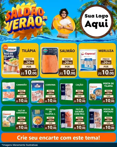 Modelo de Rede Social para Feed Instagram com o tema Saldão de Verão para Peixaria