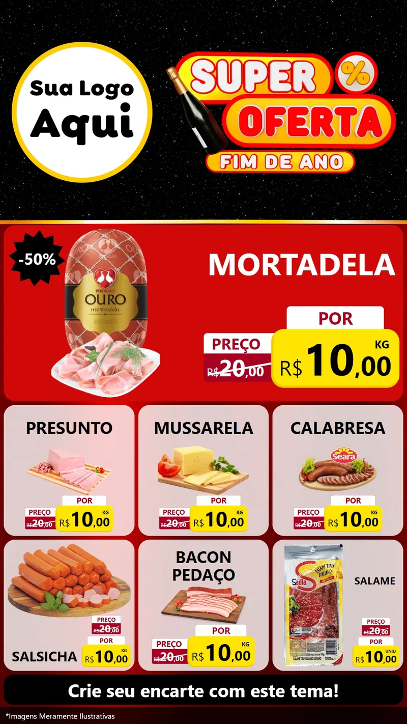 Modelo de Rede Social para Stories com o tema Super Oferta Fim de Ano para Frios e Laticínios