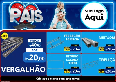 Modelo de Encarte para Encarte A4 Horizontal com o tema Mês Dos Pais para Ferragens