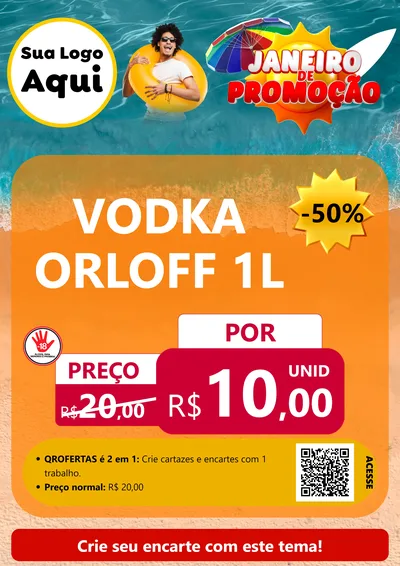 Modelo de Cartaz para Cartaz A4 Vertical com o tema Janeiro de Promoção para Distribuidora de bebidas