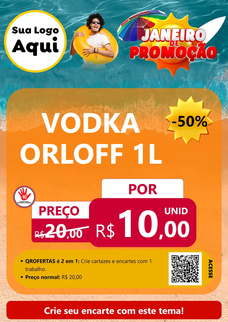 Modelo de Cartaz para Cartaz A4 Vertical com o tema Janeiro de Promoção para Distribuidora de bebidas