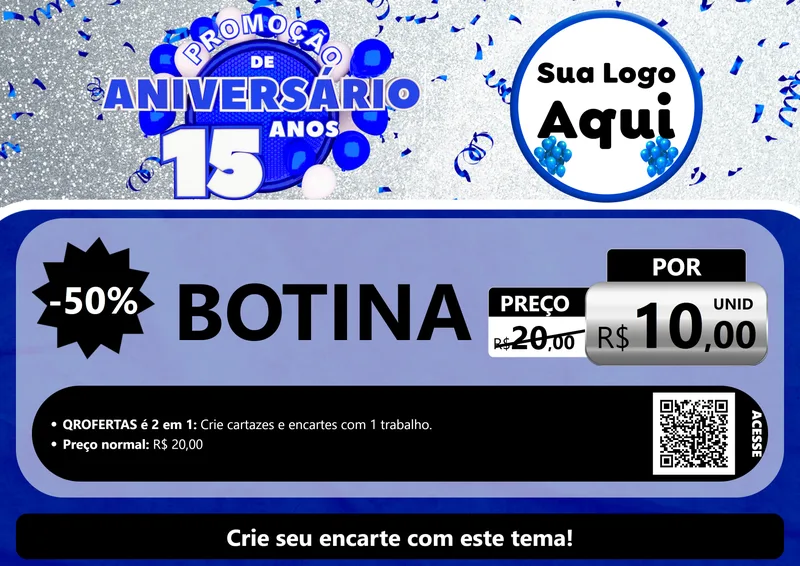 Modelo de Cartaz para Cartaz A4 Horizontal com o tema Promoção de Aniversário - 15 Anos para Agropecuária