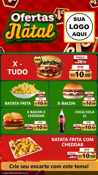 Modelo de TV para TV Vertical com o tema Ofertas de Natal para Hamburgueria