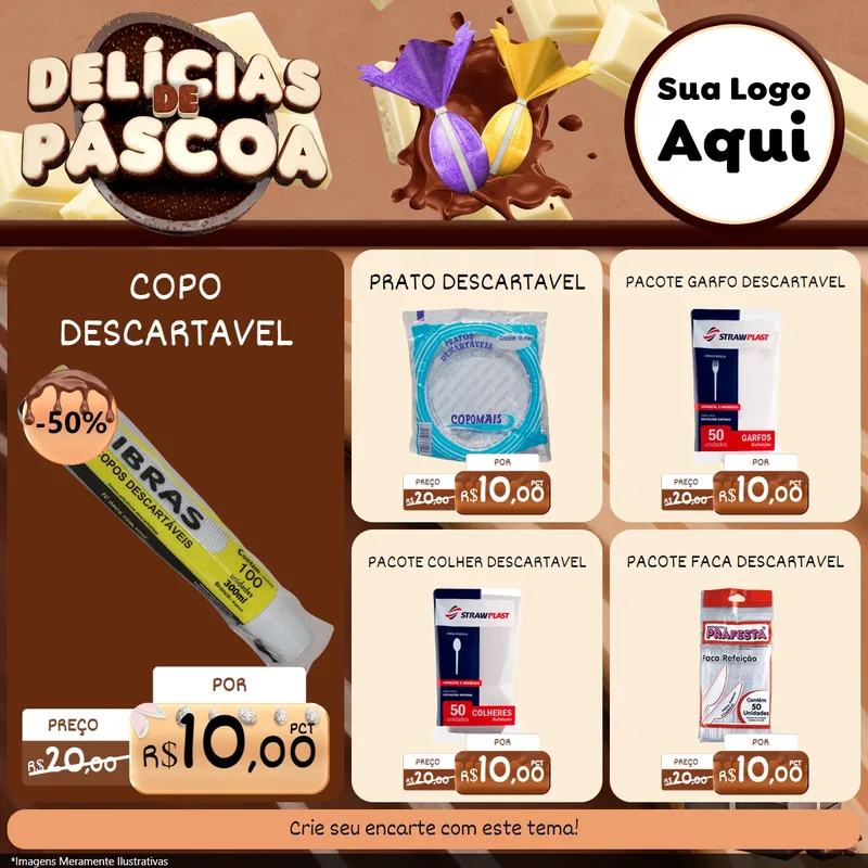 Modelo de Rede Social para Feed Facebook com o tema Delícias de Páscoa para Embalagens