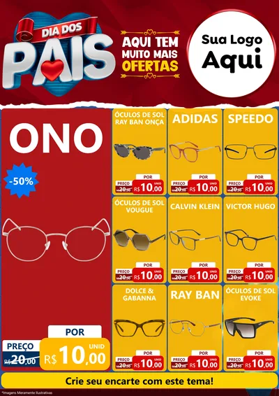 Modelo de Encarte para Encarte A4 Vertical com o tema Dia dos Pais para Óticas