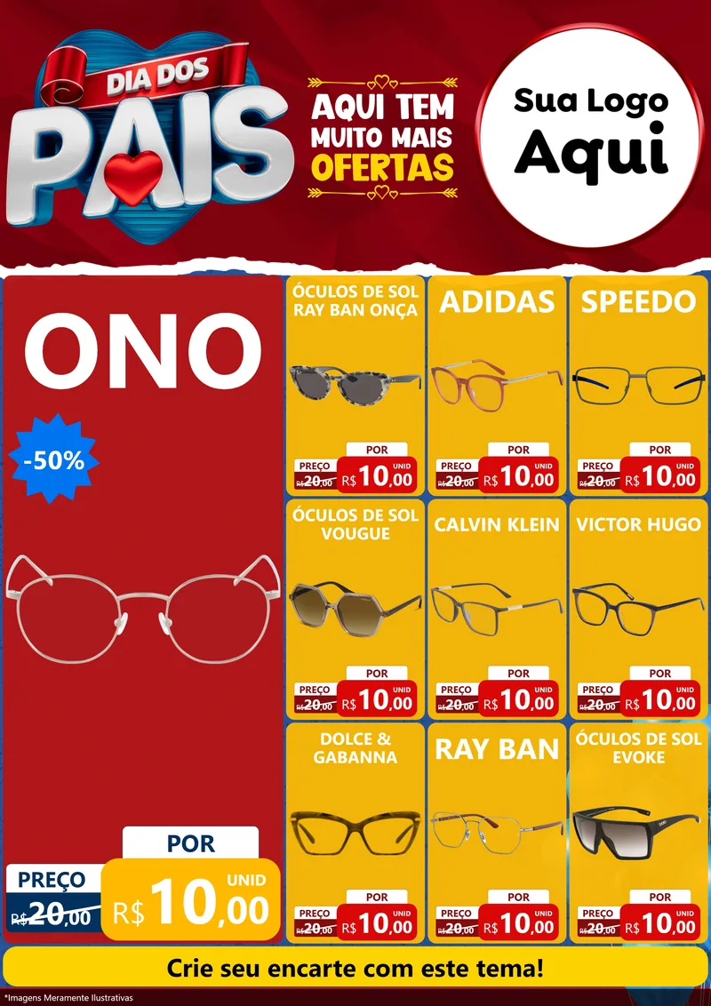 Modelo de Encarte para Encarte A4 Vertical com o tema Dia dos Pais para Óticas