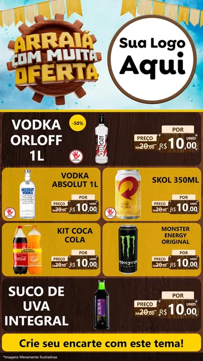 Modelo de TV para TV Vertical com o tema Ofertas de São João - Junina para Distribuidora de bebidas