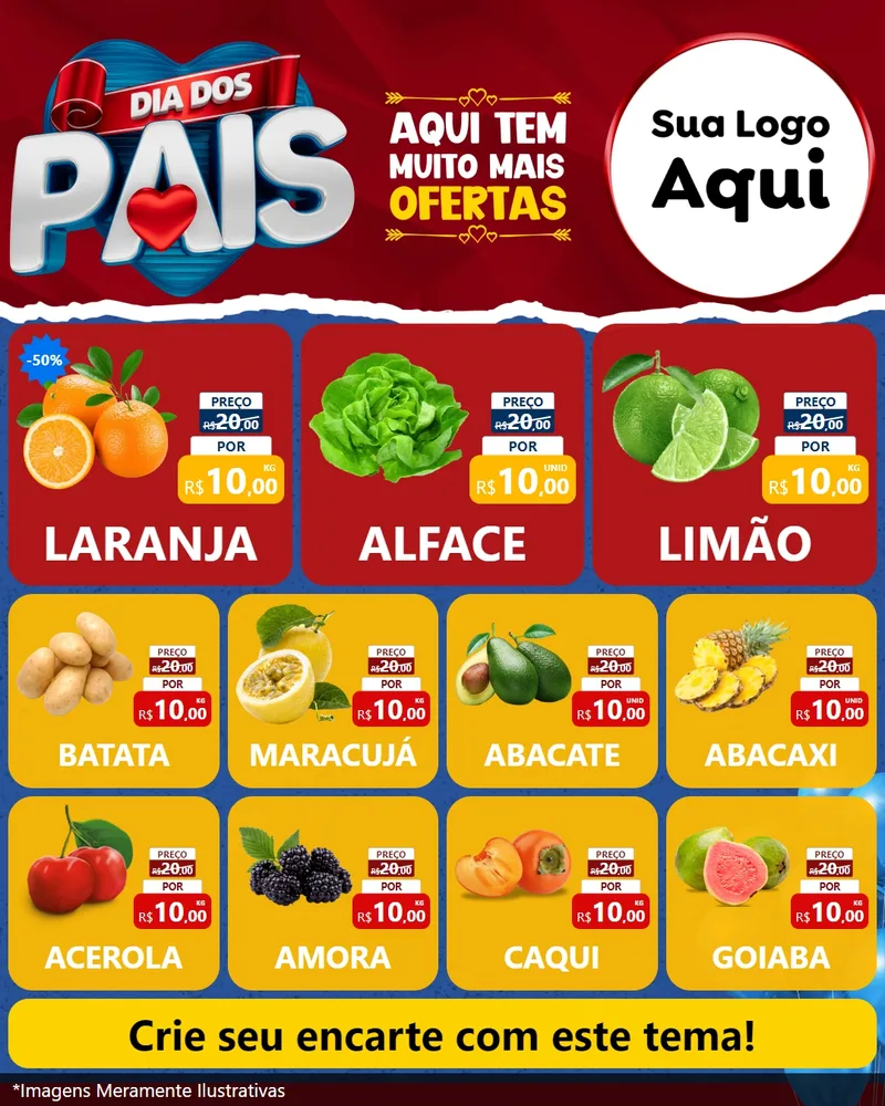 Modelo de Rede Social para Feed Instagram com o tema Dia dos Pais para Hortifrúti