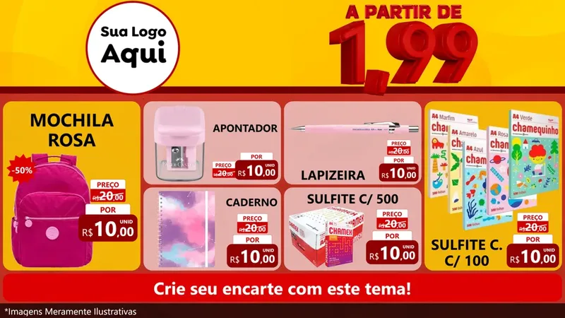 Modelo de TV para TV Horizontal com o tema A Partir de Um e Noventa e Nove - 1,99 para Papelaria