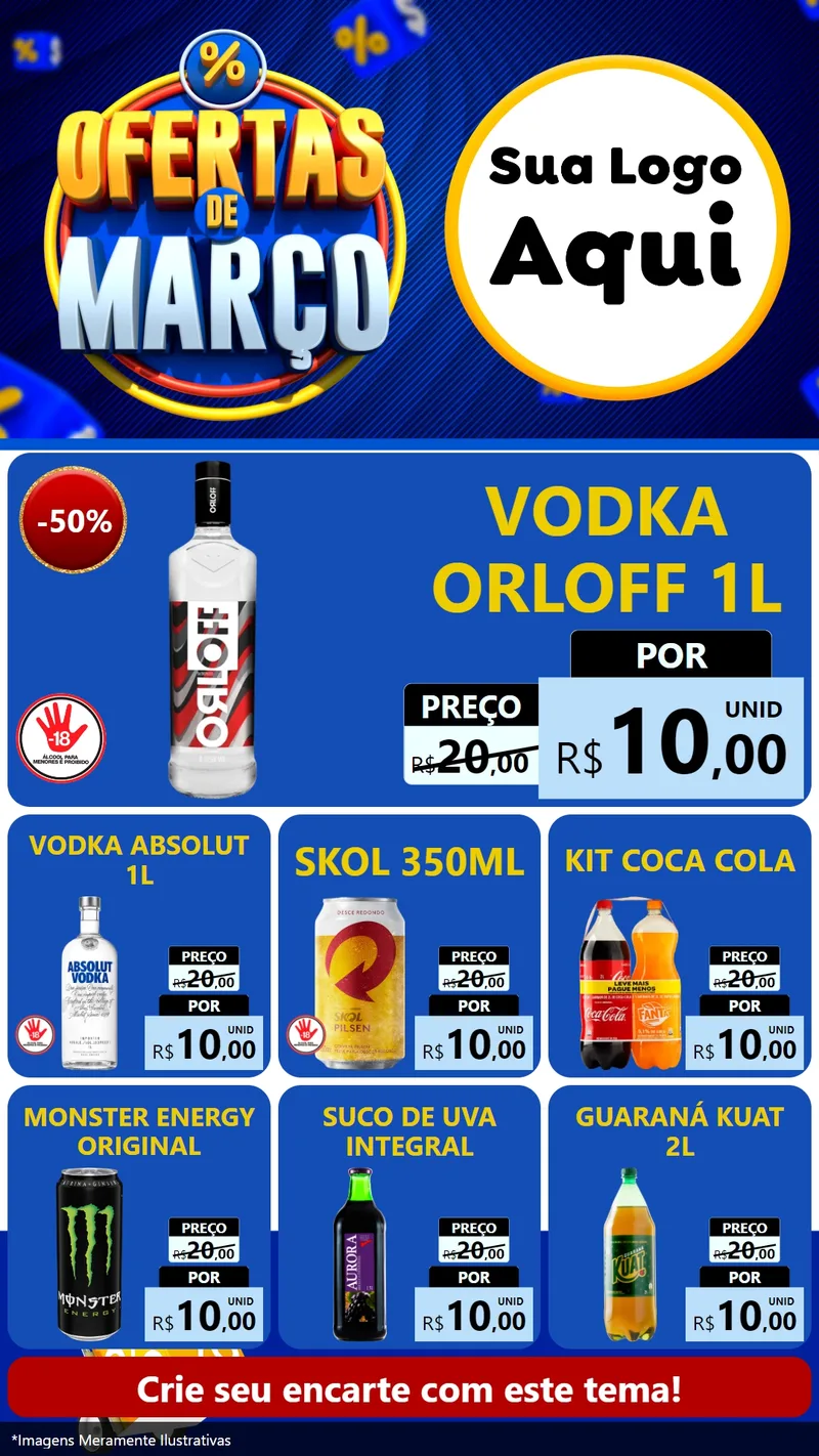 Modelo de Rede Social para Stories com o tema Ofertas de Março para Distribuidora de bebidas