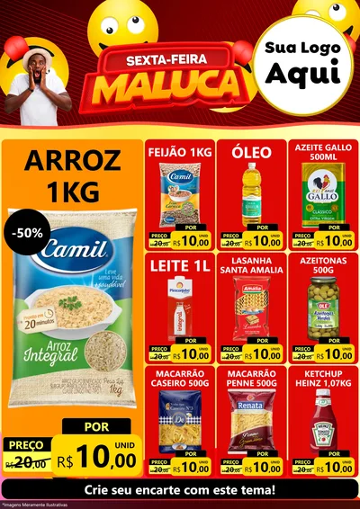 Modelo de Encarte para Encarte A4 Vertical com o tema Sexta-feira Maluca para Supermercado