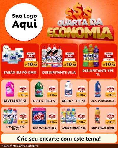 Modelo de Rede Social para Feed Instagram com o tema Quarta da Economia para Produtos de Limpeza