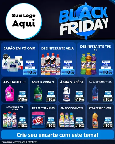 Modelo de Rede Social para Feed Instagram com o tema Black Friday para Produtos de Limpeza