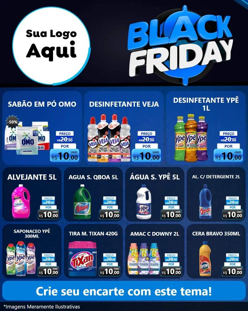 Modelo de Rede Social para Feed Instagram com o tema Black Friday para Produtos de Limpeza