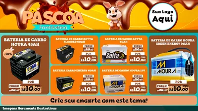 Modelo de TV para TV Horizontal com o tema Páscoa Fantástica para Baterias Elétricas