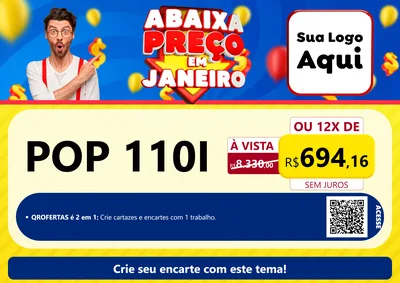 Modelo de Cartaz para Cartaz A4 Horizontal com o tema Abaixa Preço em Janeiro para Concessionaria de Motos