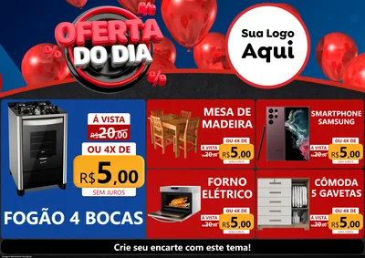 Modelo de Encarte para Encarte A4 Horizontal com o tema Oferta do Dia para Móveis e Eletro