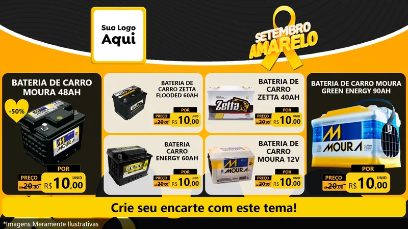Modelo de TV para TV Horizontal com o tema Setembro Amarelo para Baterias Elétricas