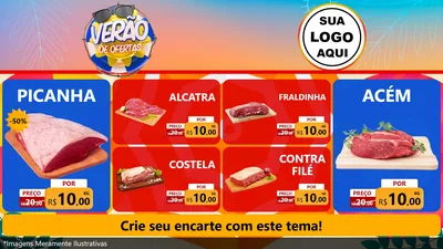 Modelo de TV para TV Horizontal com o tema Verão de Ofertas para Açougue