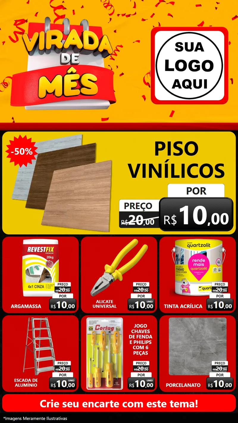 Modelo de Rede Social para Stories com o tema Virada de Mês para Material para Construção