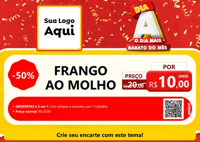 Modelo de Cartaz para Cartaz A4 Horizontal com o tema Dia A o Dia Mais Barato do Mês para Restaurante