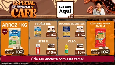 Modelo de TV para TV Horizontal com o tema Especial Dia Mundial do Café para Supermercado