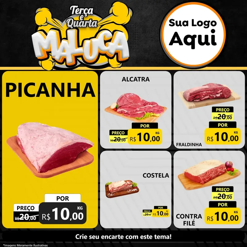 Modelo de Rede Social para Feed Facebook com o tema Terça e Quarta Maluca para Açougue