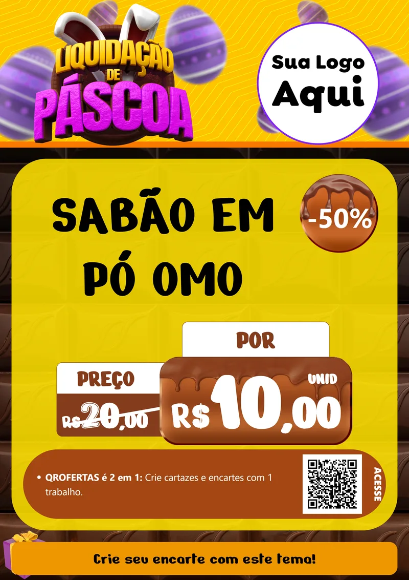 Modelo de Cartaz para Cartaz A4 Vertical com o tema Liquidação de Páscoa para Produtos de Limpeza