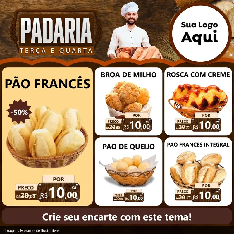 Modelo de Rede Social para Feed Facebook com o tema Terça e Quarta Da Padaria para Padaria