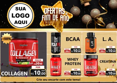 Modelo de Encarte para Encarte A4 Horizontal com o tema Ofertas de Fim de Ano para Suplementos alimentares