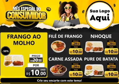 Modelo de Encarte para Encarte A4 Horizontal com o tema Mês Especial do Consumidor para Restaurante