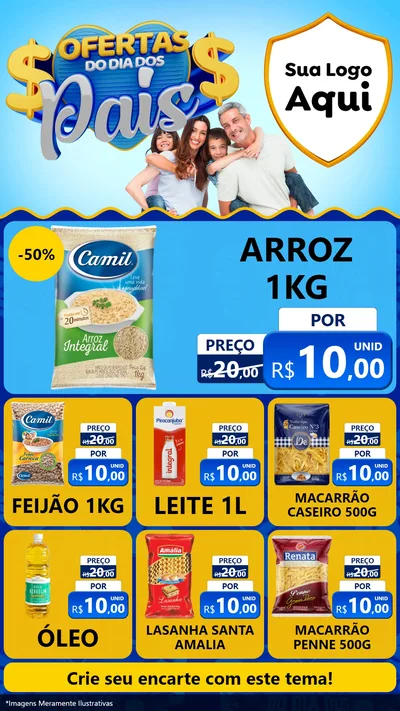 Modelo de Rede Social para Stories com o tema Ofertas do Dia dos Pais para Supermercado
