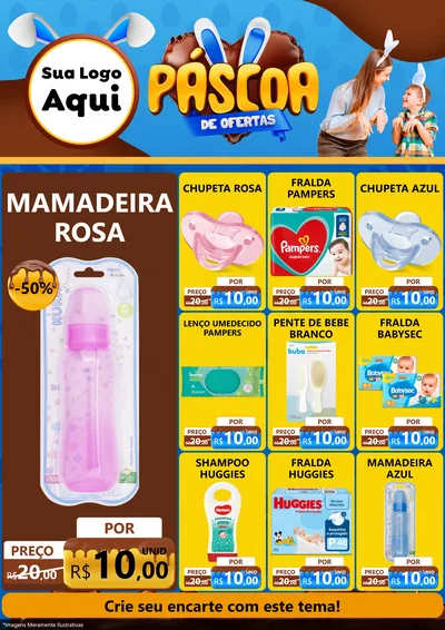 Modelo de Encarte para Encarte A4 Vertical com o tema Páscoa de Ofertas para Bebês