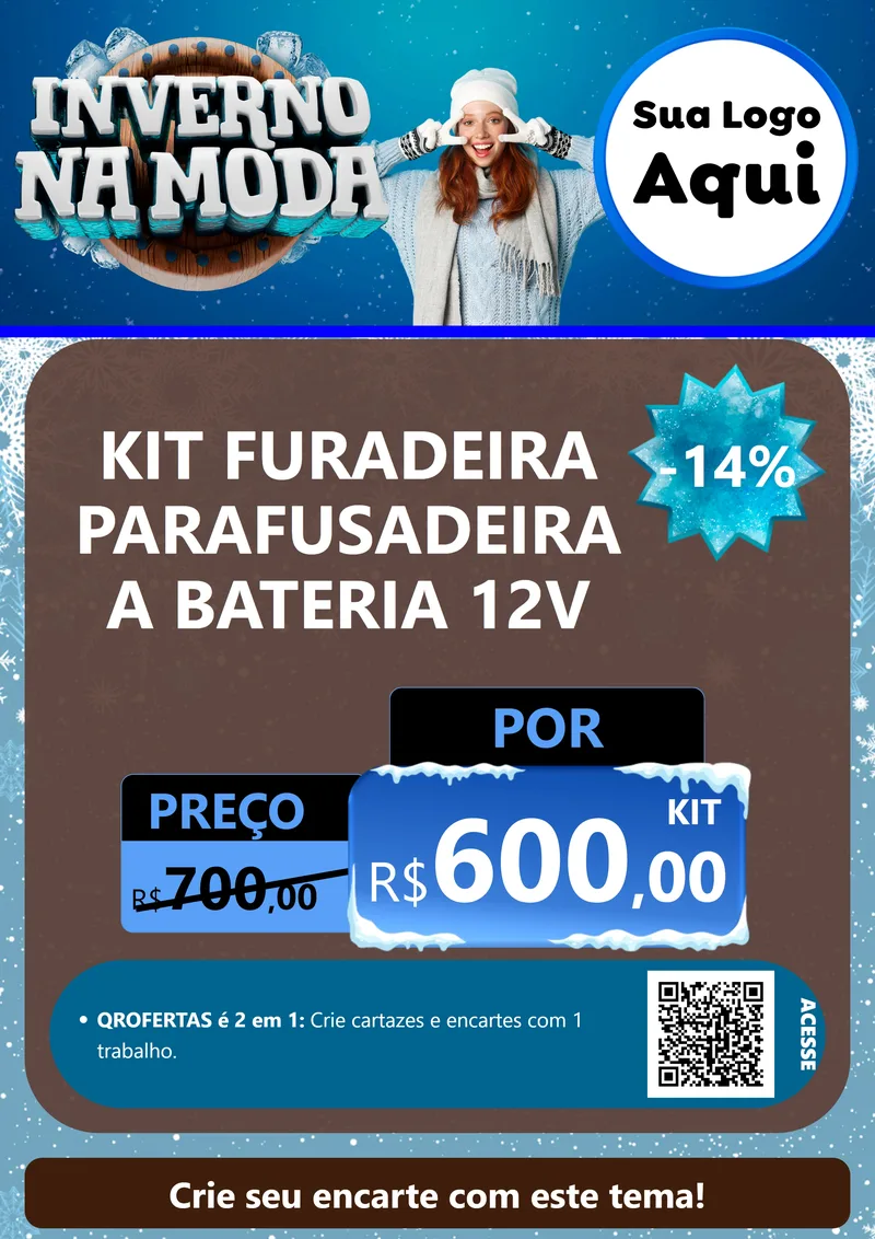 Modelo de Cartaz para Cartaz A4 Vertical com o tema Inverno na Moda para Maquinas e Ferramentas