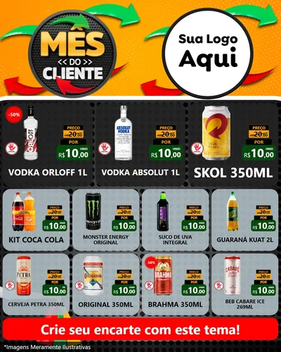 Modelo de Rede Social para Feed Instagram com o tema Mês do Cliente para Distribuidora de bebidas