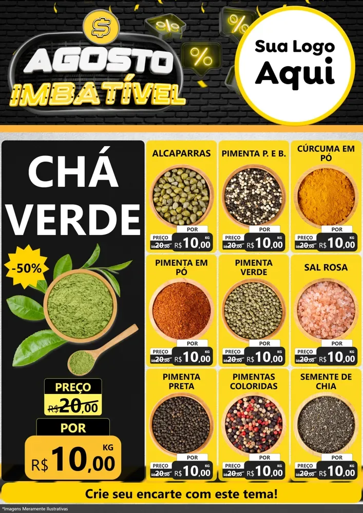 Modelo de Encarte para Encarte A4 Vertical com o tema Agosto Imbatível para Produtos Naturais