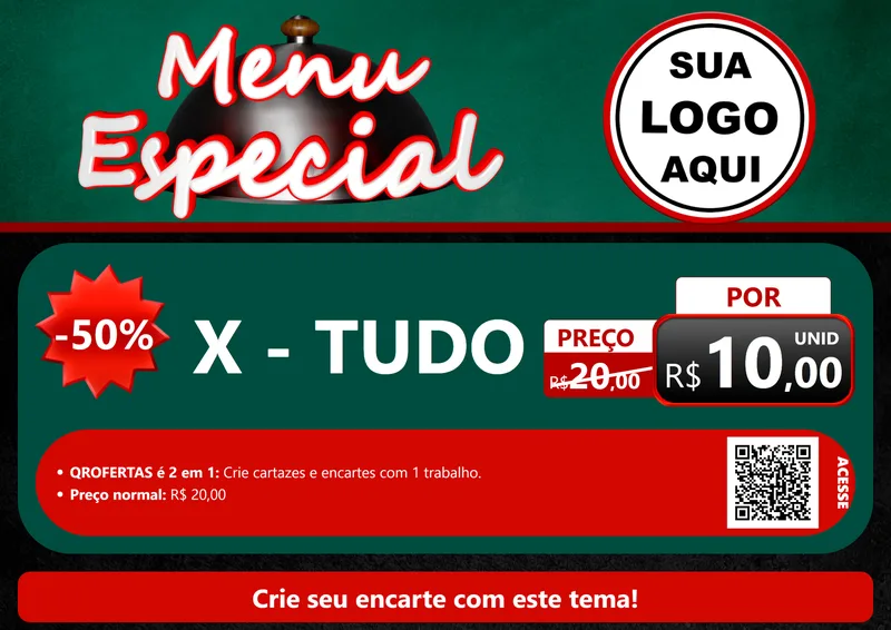 Modelo de Cartaz para Cartaz A4 Horizontal com o tema Menu Especial para Hamburgueria