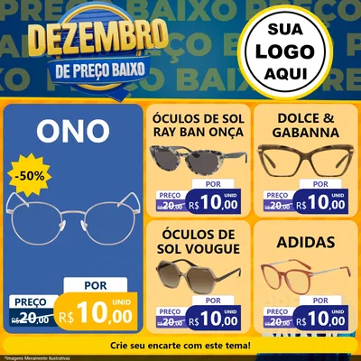 Modelo de Rede Social para Feed Facebook com o tema Dezembro de Preço Baixo para Óticas