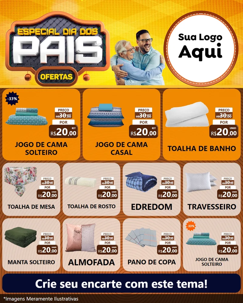 Modelo de Rede Social para Feed Instagram com o tema Especial Dia dos Pais para Cama, Mesa e Banho