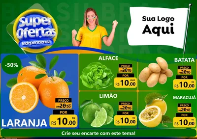 Modelo de Encarte para Encarte A4 Horizontal com o tema Super Ofertas de Independência para Hortifrúti