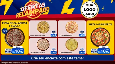 Modelo de TV para TV Horizontal com o tema Ofertas Relâmpago para Pizzaria