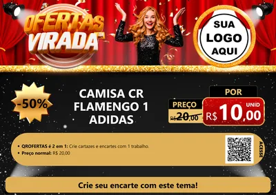 Modelo de Cartaz para Cartaz A4 Horizontal com o tema Ofertas da Virada para Roupas e acessórios