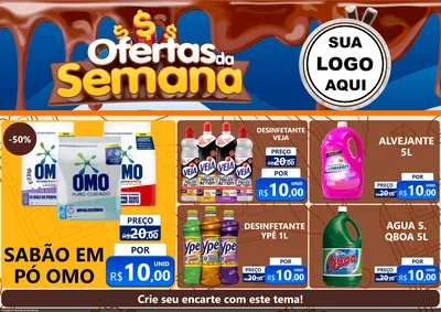 Modelo de Encarte para Encarte A4 Horizontal com o tema Ofertas da Semana - Páscoa para Produtos de Limpeza