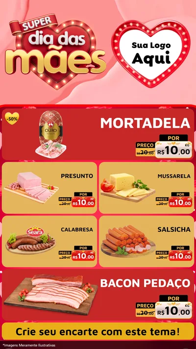 Modelo de TV para TV Vertical com o tema Super Dia Das Mães para Frios e Laticínios