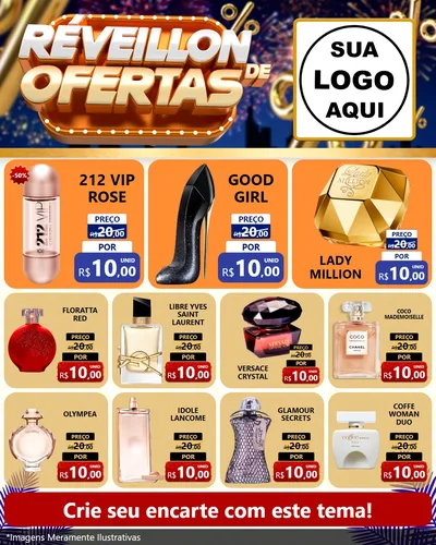 Modelo de Rede Social para Feed Instagram com o tema Réveillon de Ofertas para Perfumes