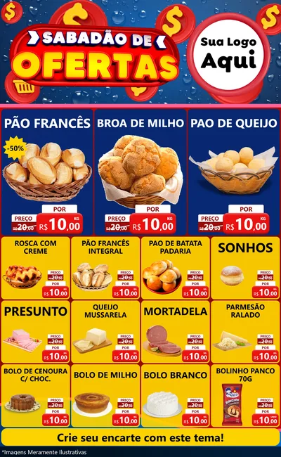 Modelo de Encarte para Encarte Grande com o tema Sabadão de Ofertas para Padaria