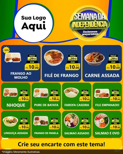 Modelo de Rede Social para Feed Instagram com o tema Semana da Independência Declaramos Preços Baixos para Restaurante