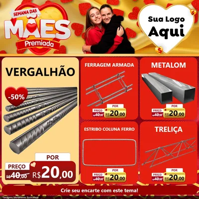 Modelo de Rede Social para Feed Facebook com o tema Semana das Mães Premiada para Ferragens