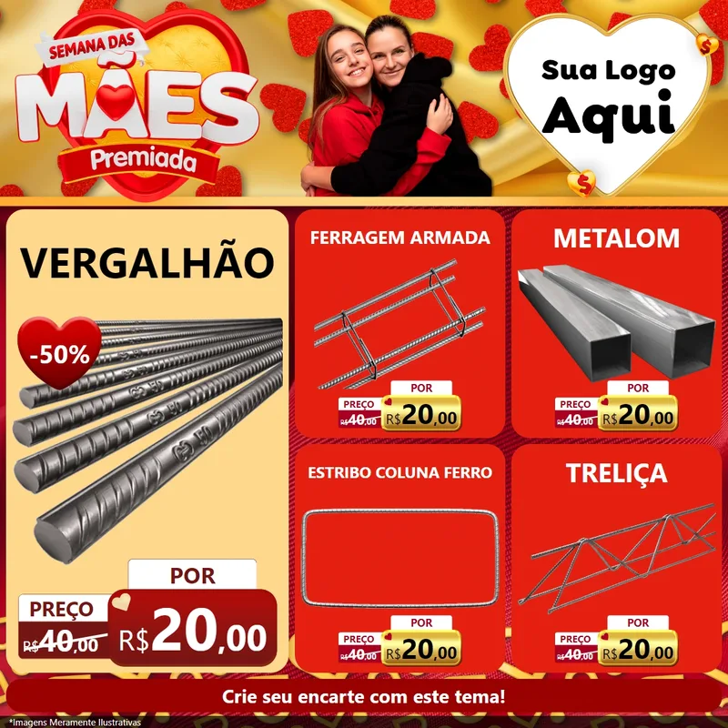Modelo de Rede Social para Feed Facebook com o tema Semana das Mães Premiada para Ferragens